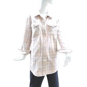 😀Gentle Fawn Fall Cabin Core Cream And Tan Button Up Jacket.  Small. Utility